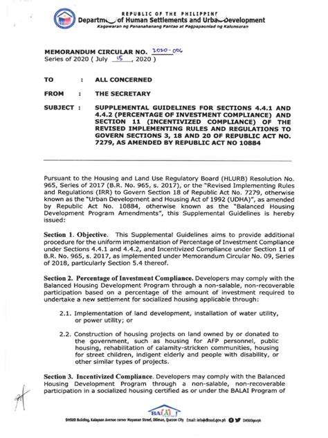 DHSUD Memorandum Circular No.2020.